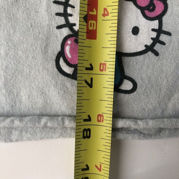 Hello Kitty Women’s Cut Off Hem T-Shirt Gray Graphic All Over Print Medium - Picture 8 of 12